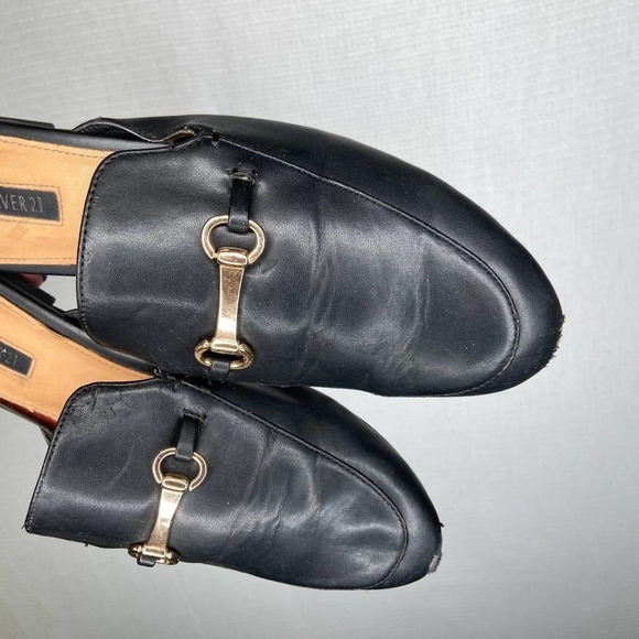 Forever 21 | Black Mule Slip On Shoes Brit‎ Buckle - Picture 3 of 6